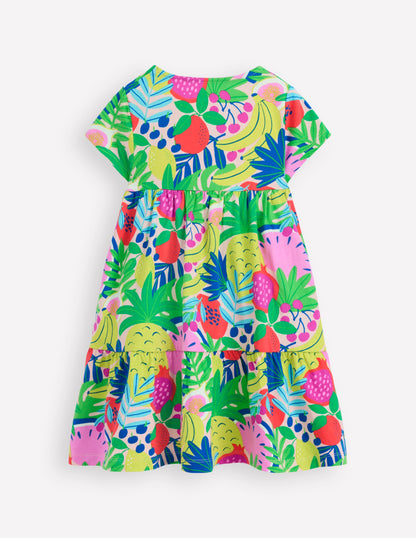 Ariel Jerseykleid zum Herumwirbeln-Bunt, Tropische Früchte