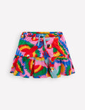 Jupe-short volantée en jersey-Perroquet arc-en-ciel multi