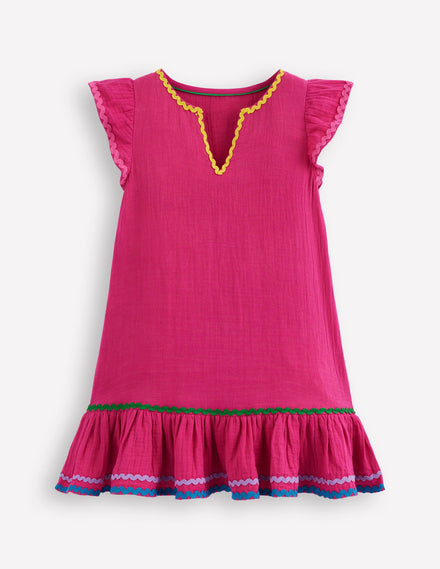 Emmy Gewebtes Strandkleid-Himbeerrosa