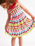 Robe en jersey à col volanté-Rayé fruits ivoire