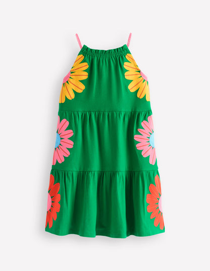 Robe motif pêle-mêle Enola en jersey-Fleurs émeraude profond-2