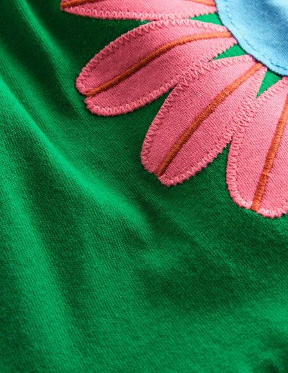 Robe motif pêle-mêle Enola en jersey-Fleurs émeraude profond-4