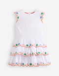 Jerseykleid mit Lochstickerei-Weiß Regenbogen