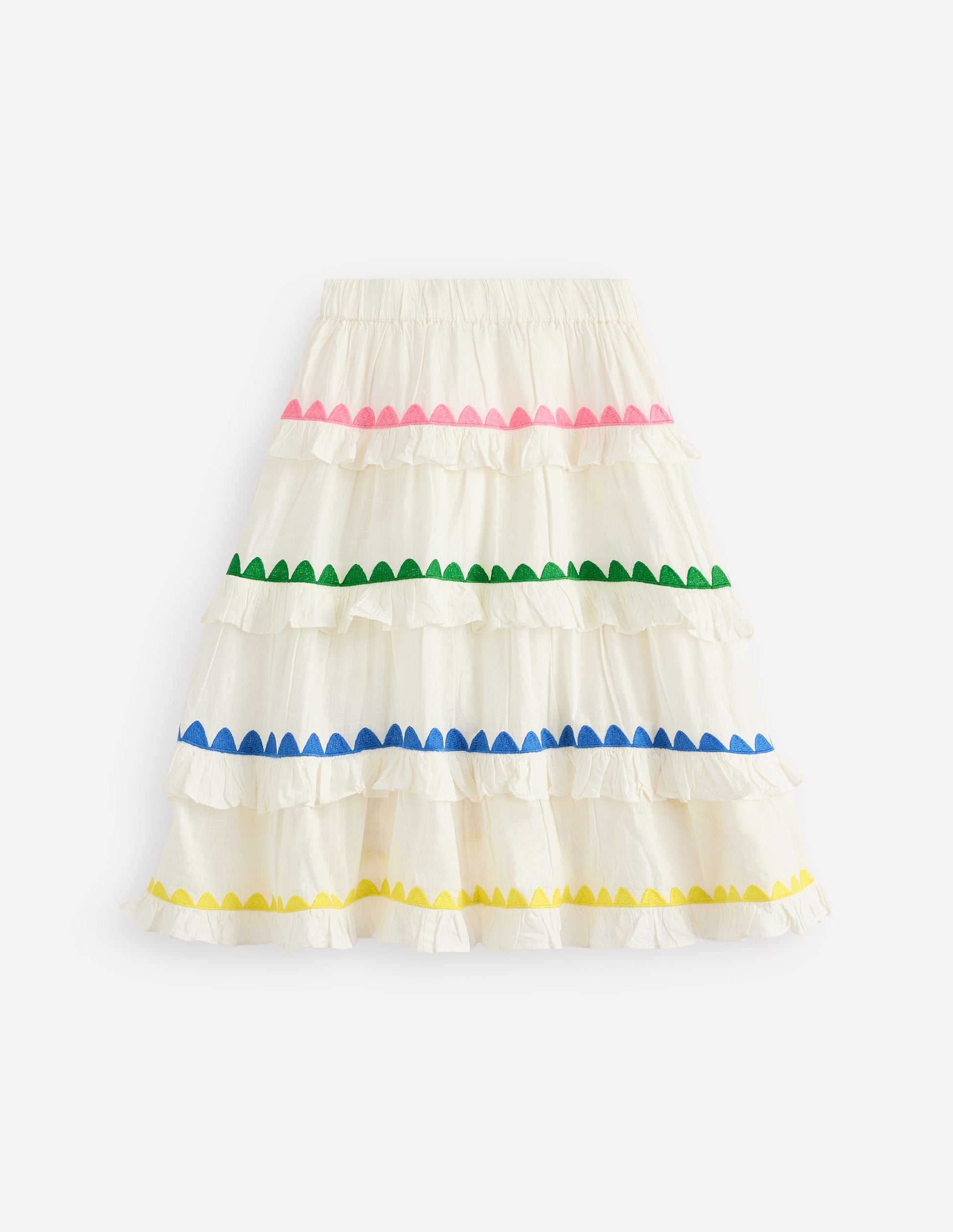 Midirock mit Rüschen-Sanftes Naturweiß Regenbogen-3