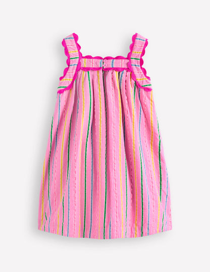 Maribel schwingendes Sommerkleid-Rosa Bunt Streifen