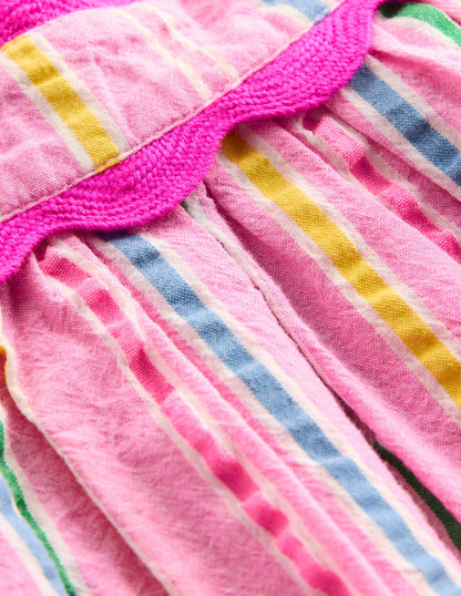 Maribel schwingendes Sommerkleid-Rosa Bunt Streifen