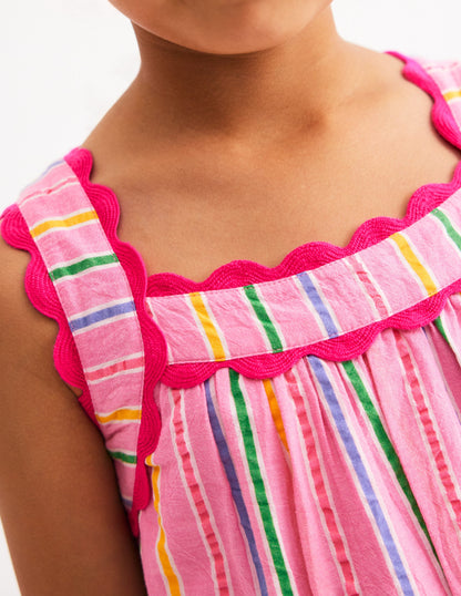 Maribel schwingendes Sommerkleid-Rosa Bunt Streifen