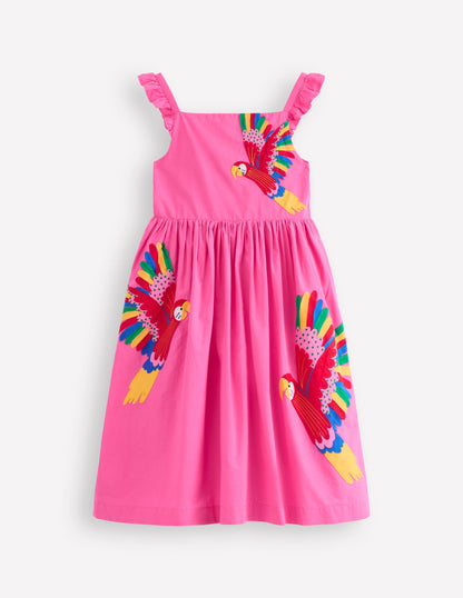 Annalisa Sommerkleid mit Applikation-Sorbetrosa Vögel