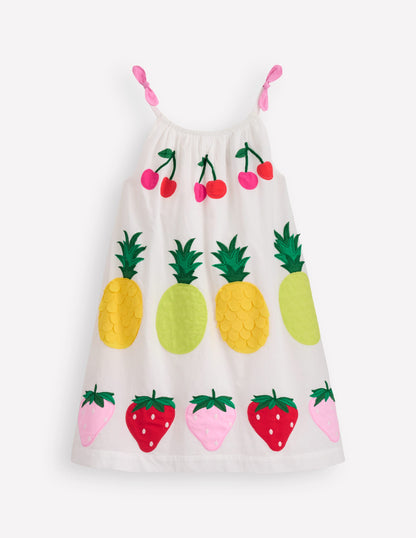 Trägerkleid mit Applikation-Sanftes Naturweiß Frucht