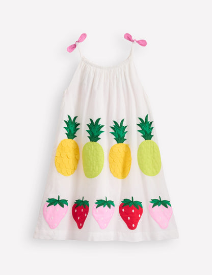 Trägerkleid mit Applikation-Sanftes Naturweiß Frucht