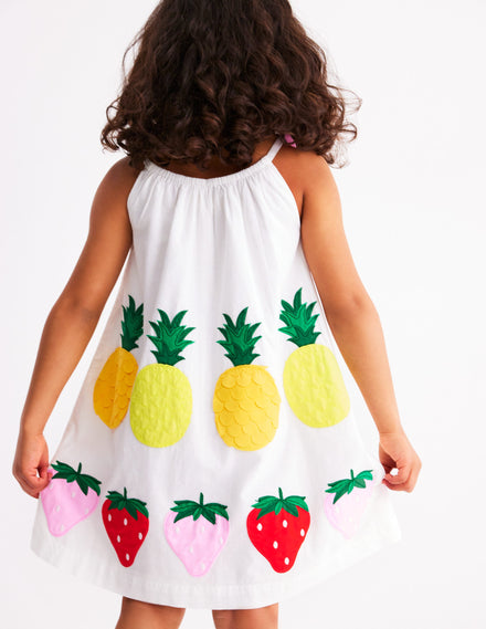 Trägerkleid mit Applikation-Sanftes Naturweiß Frucht