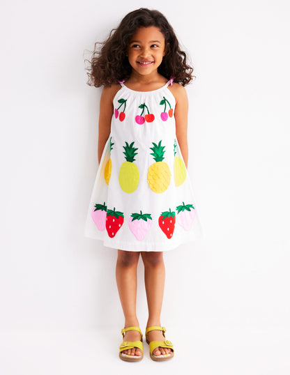Trägerkleid mit Applikation-Sanftes Naturweiß Frucht