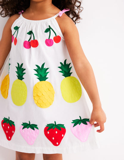 Trägerkleid mit Applikation-Sanftes Naturweiß Frucht