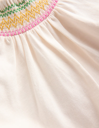Jersey Smocked Top-Soft Ivory