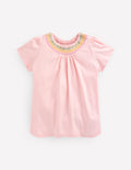 Top smocké en jersey-Rose craie