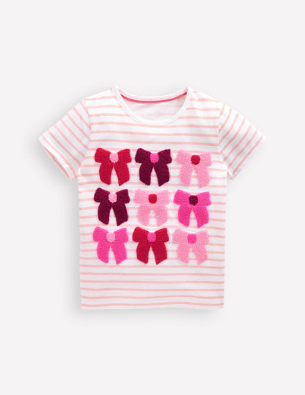 Bay Bouclé-T-Shirt-Streifen Schleifen