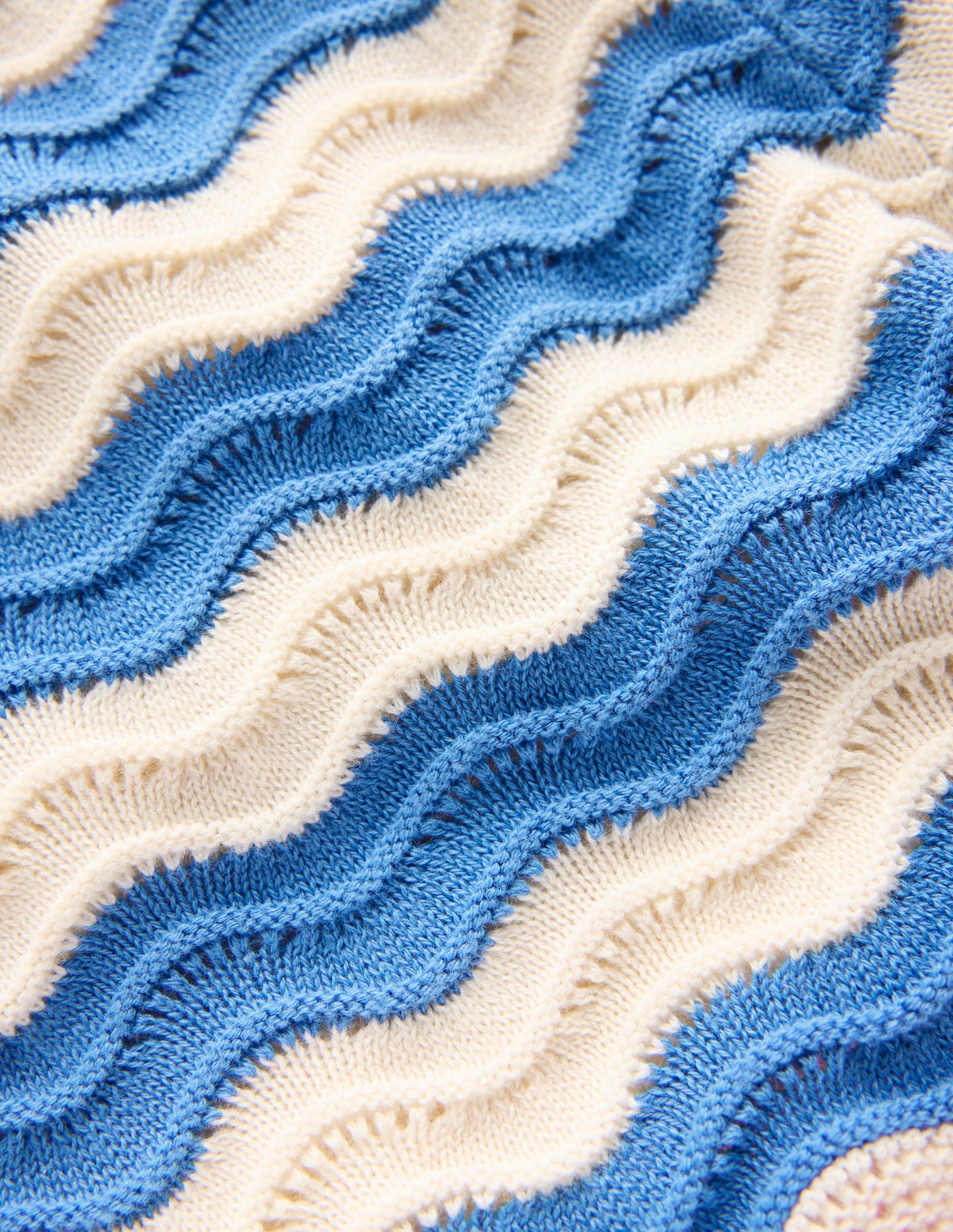 Crochet Knitted Shorts-Blue/ivory Stripe