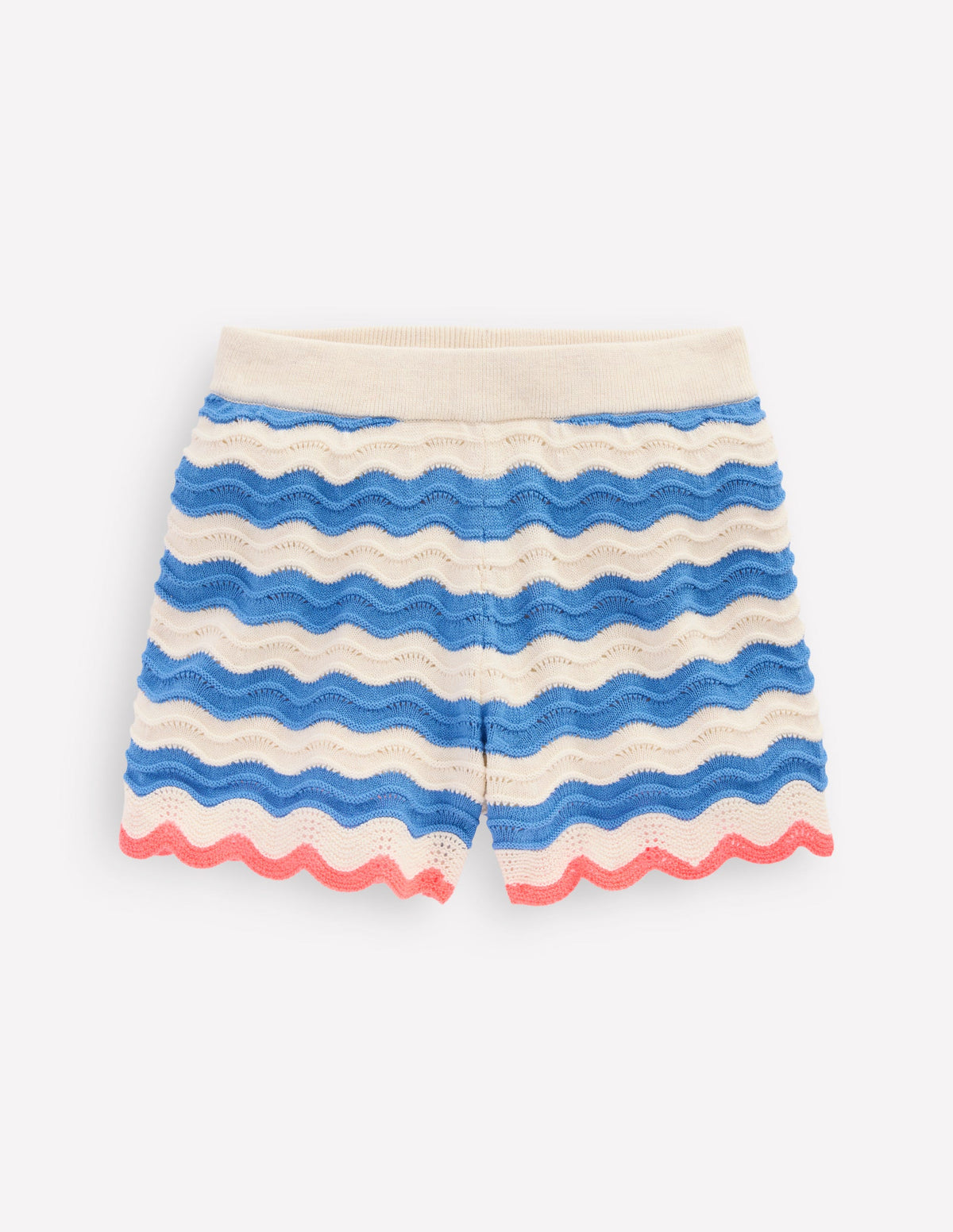 Strick-Shorts-Blau/Naturweiß Streifen - Image 1