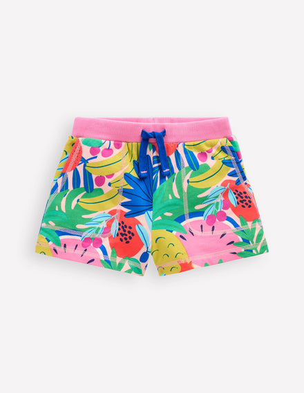 Bedruckte Jerseyshorts-Bunt, Tropische Früchte