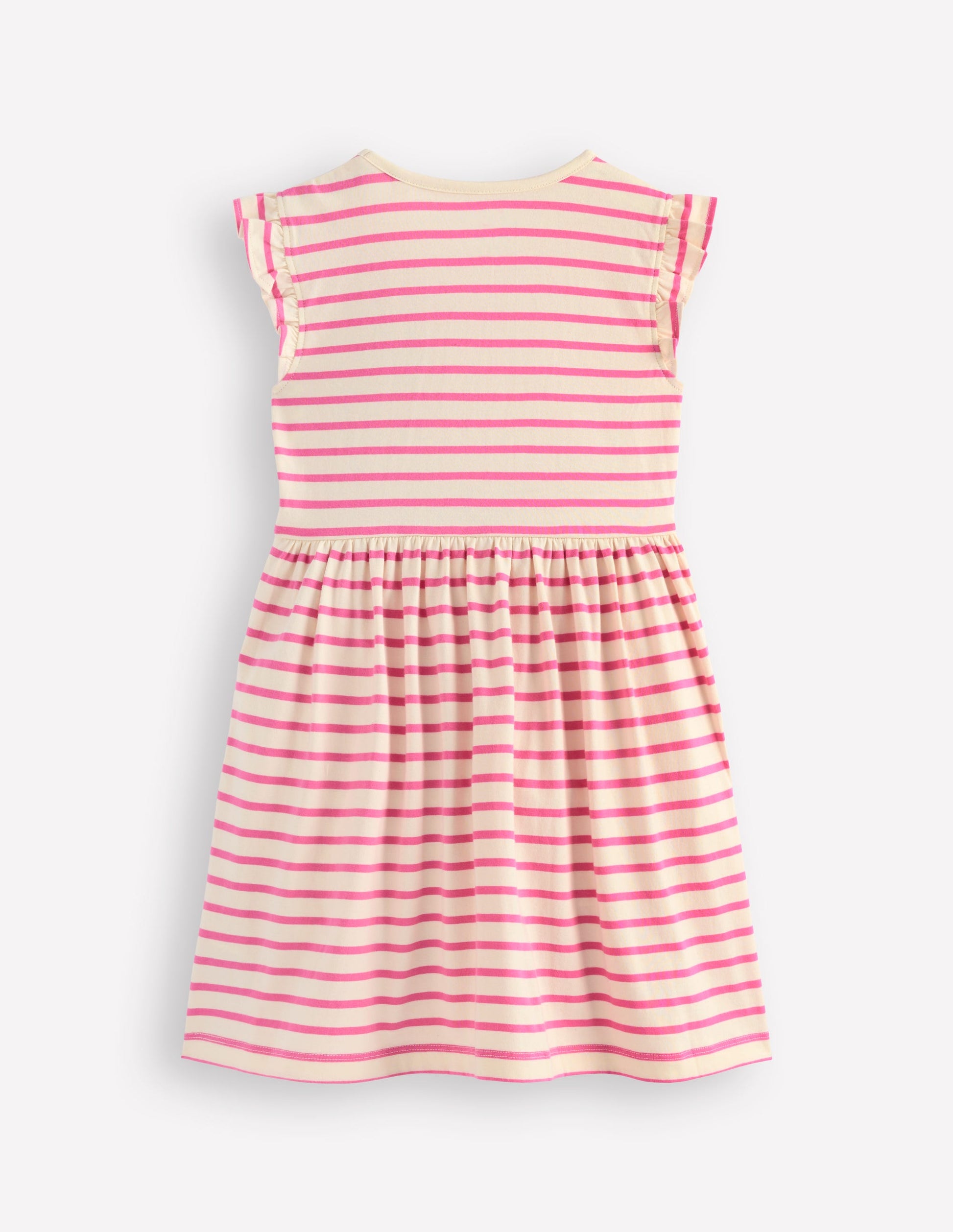 Kleid mit Flatterärmeln und Applikation-Rosa Streifen Kuchen-2