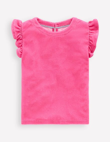 Lockeres Frottee-Oberteil-Sorbet-Rosa