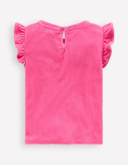 Lockeres Frottee-Oberteil-Sorbet-Rosa