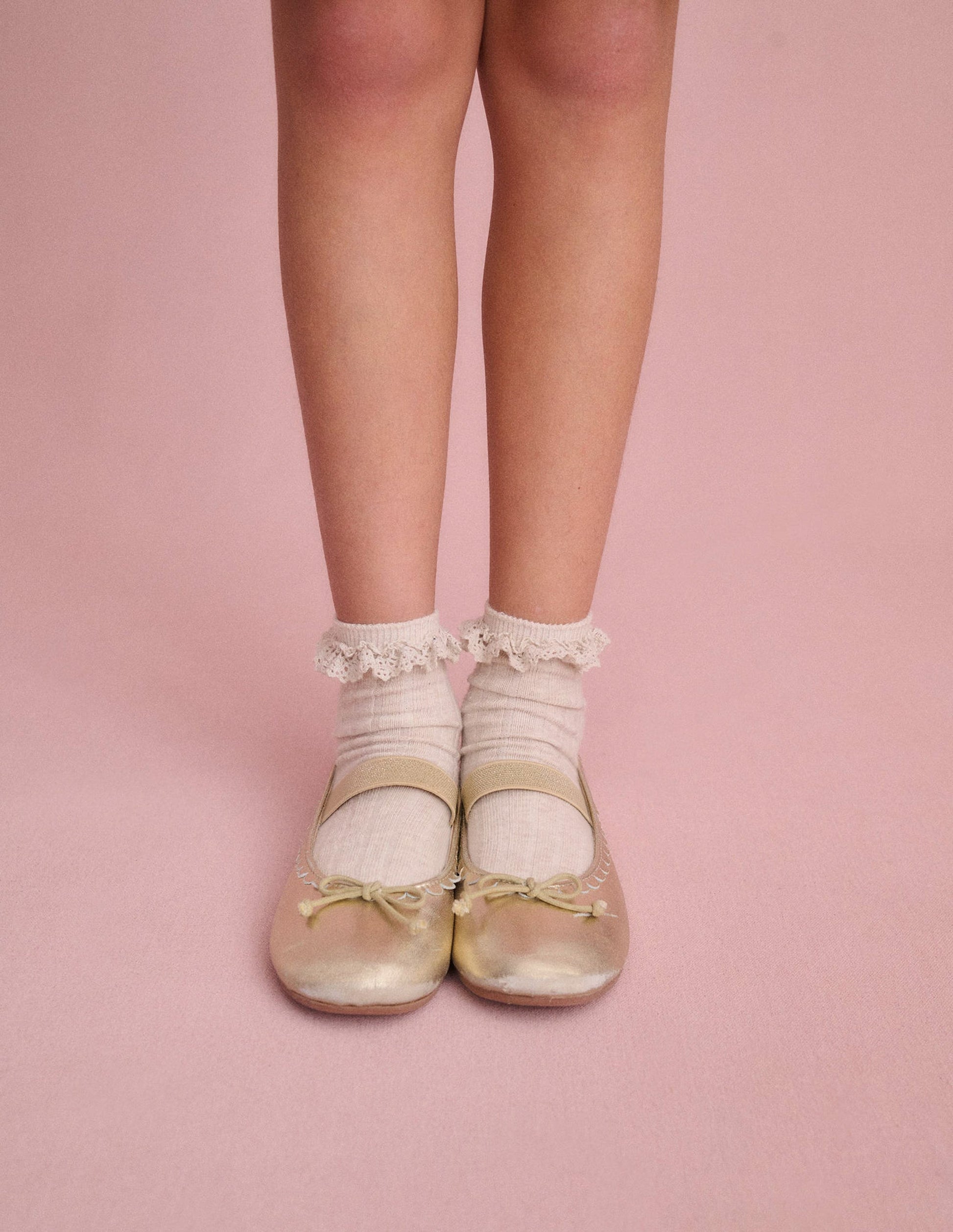 Ballerinas aus Leder-Antikes Messing-4