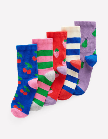 5 paires de chaussettes côtelées-Fruits