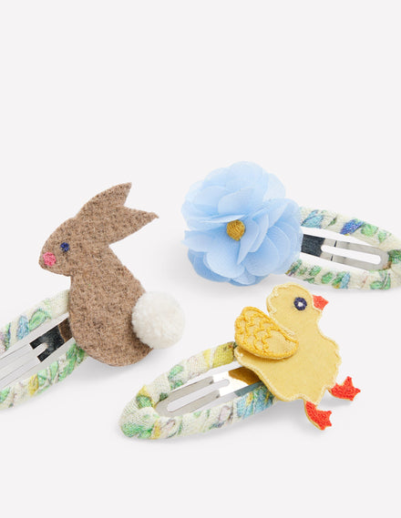 3 Pack Hair Clips-Easter Animals