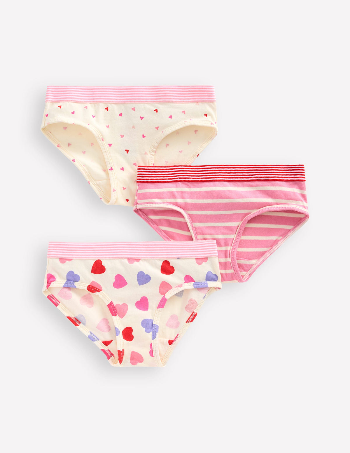 Unterhosen im 3er-Pack-Streifen/Herz/Einfarbig - Image 1