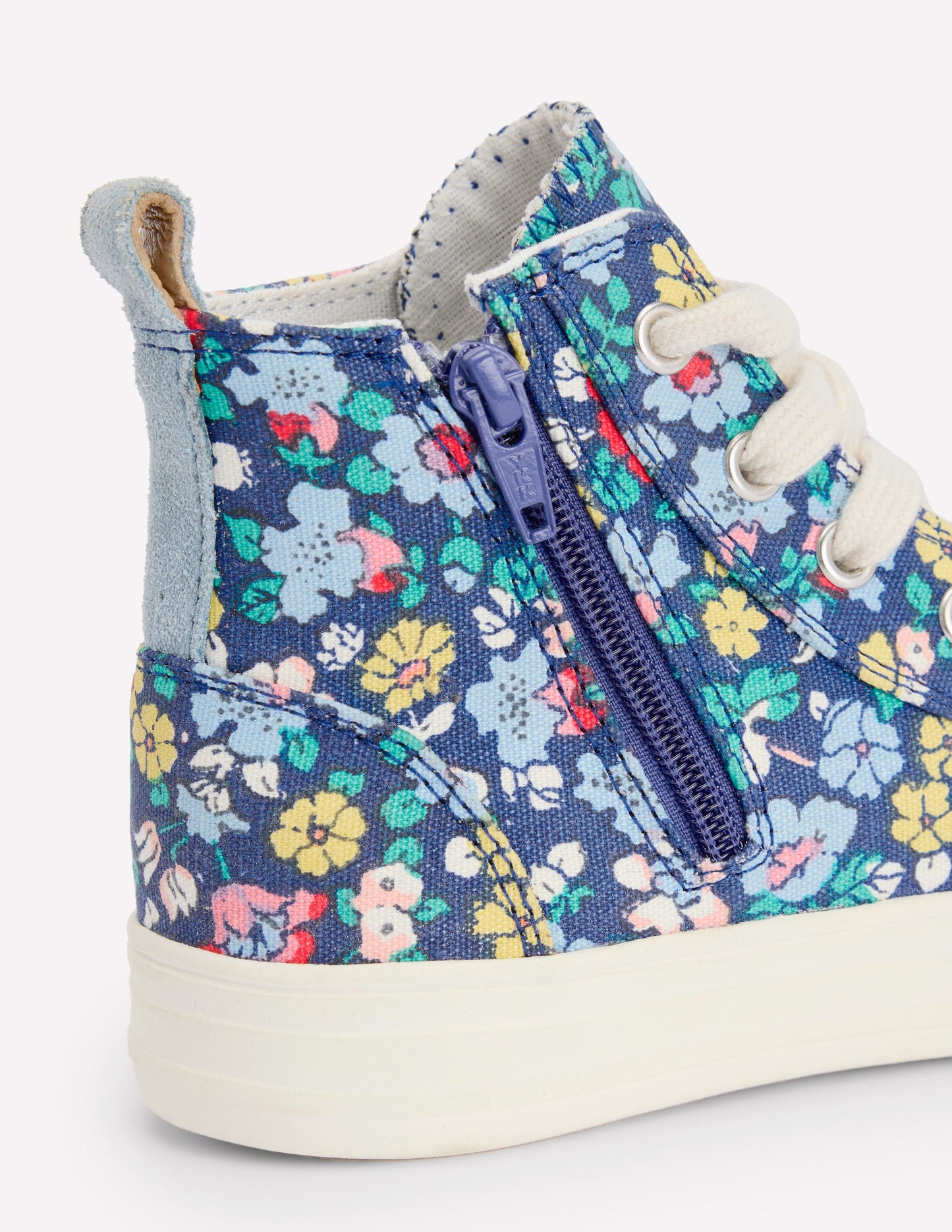 Hochgeschnittene Canvas-Sneaker-Saphirblau Blumenmuster