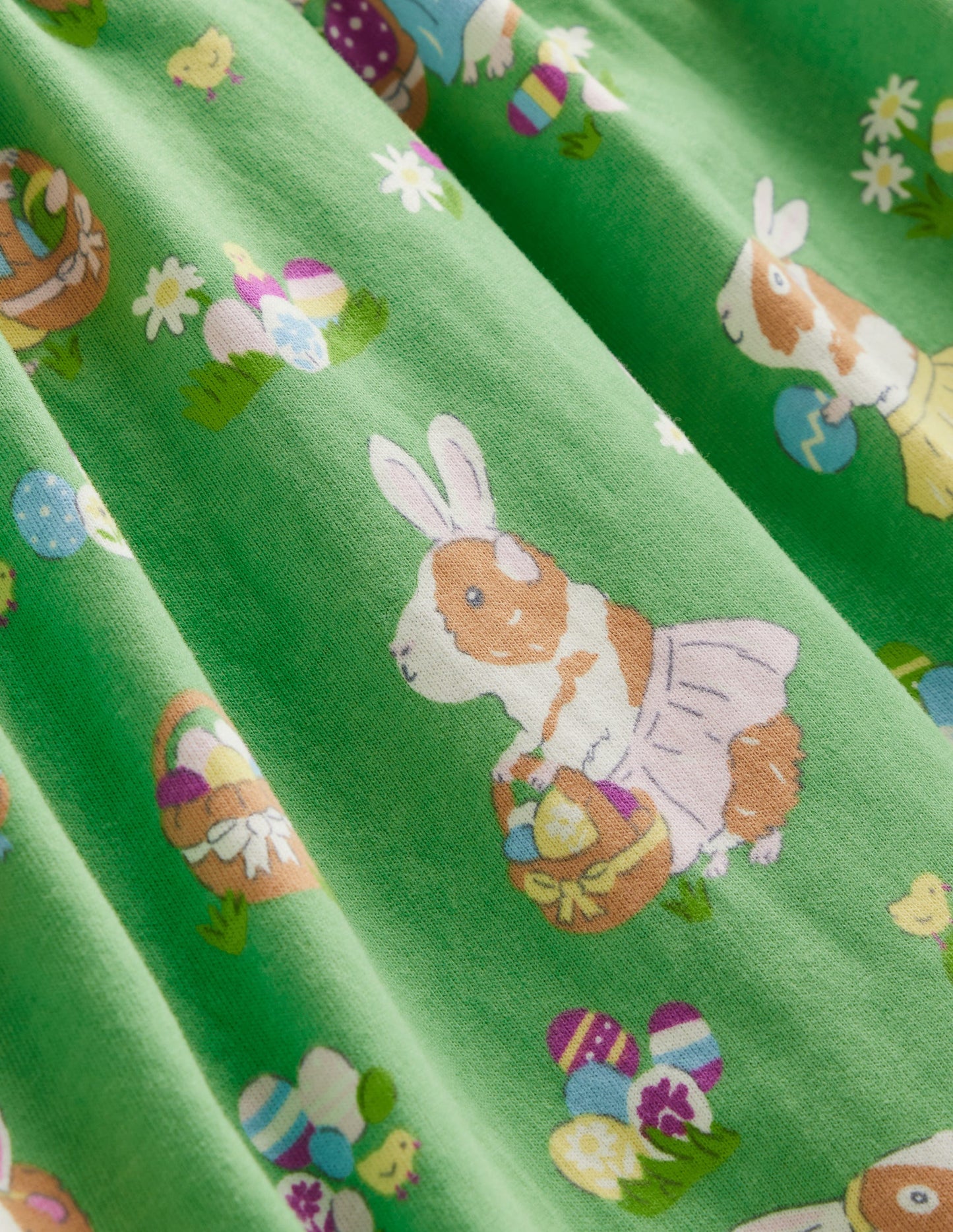 Robe fun à manches longues en jersey-Cochons d'Inde de Pâques vert aloé vera