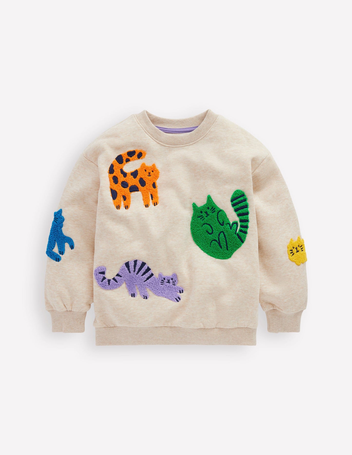 Graphic Boucle Sweatshirt-Oatmeal Marl Cats