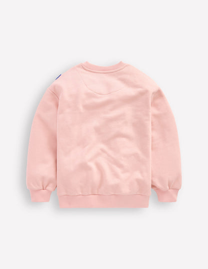 Bouclé-Sweatshirt mit Grafik-Kreiderosa Herzen