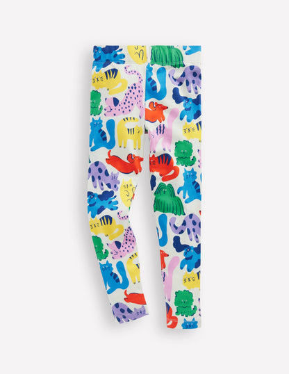 Legging fun-Animaux arc-en-ciel avoine chiné