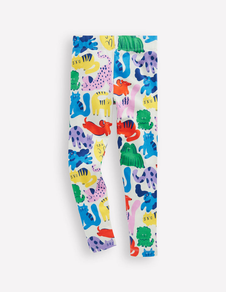 Lustige Leggings für jeden Tag-Bunt Haferbeige Regenbogen Tiere