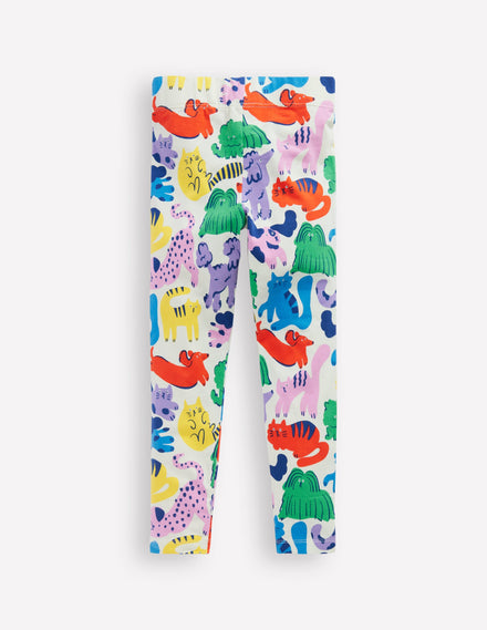 Lustige Leggings-Bunt Haferbeige Regenbogen Tiere