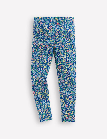 Legging fun-Bleu saphir, fleurs nautiques