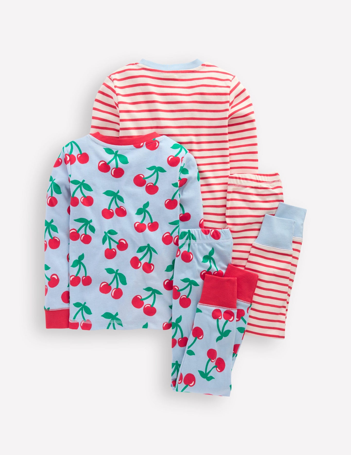 Twin Pack Snug Pyjamas-Misty Blue Cherries