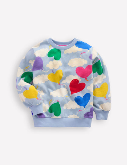 Lockeres Sweatshirt mit Druck-Nebligblau Ballon Himmel