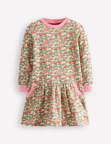 Robe-sweat cosy à imprimé-Rose sauvage rose craie