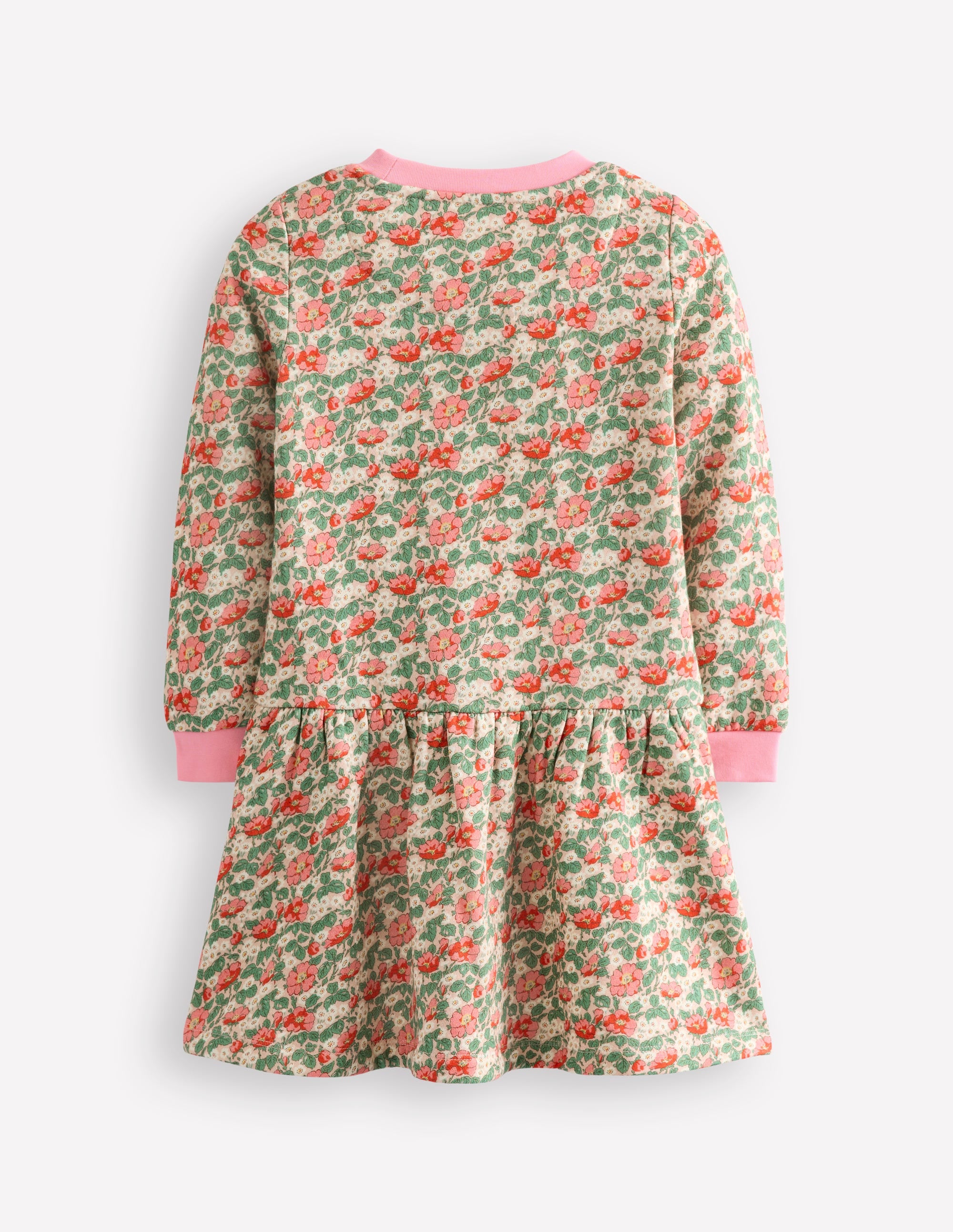 Cosy Printed Sweatshirt Dress-Chalk Pink Wild Rose - Image 2
