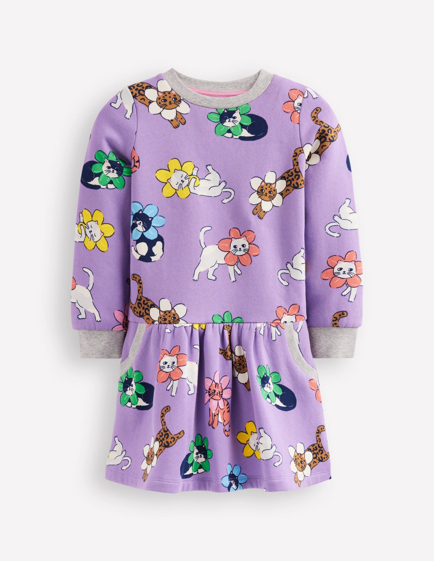 Robe-sweat cosy à imprimé-Chat floral violet aster