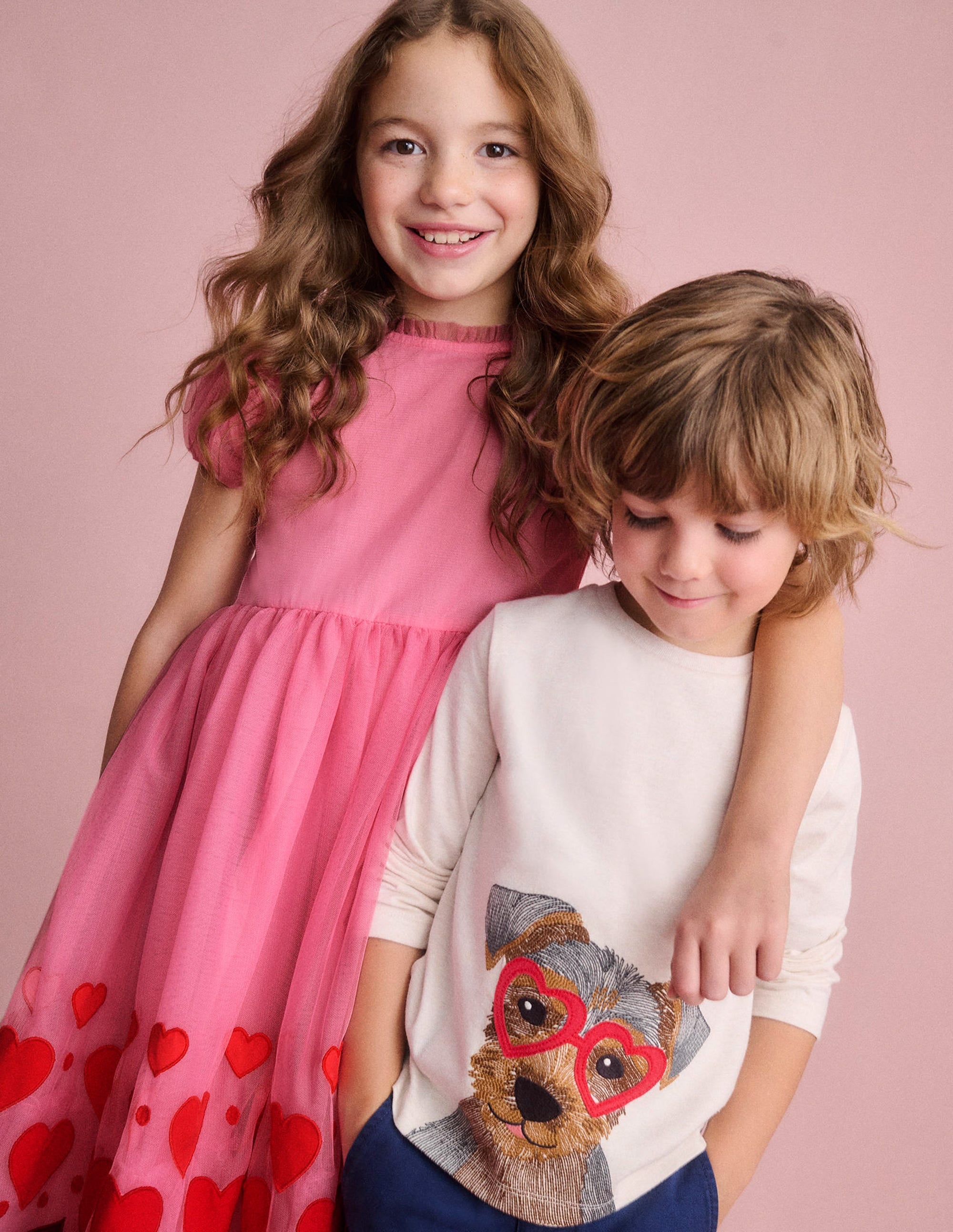 Appliqué Hem Tulle Dress-Bubblegum Pink Hearts - Image 5