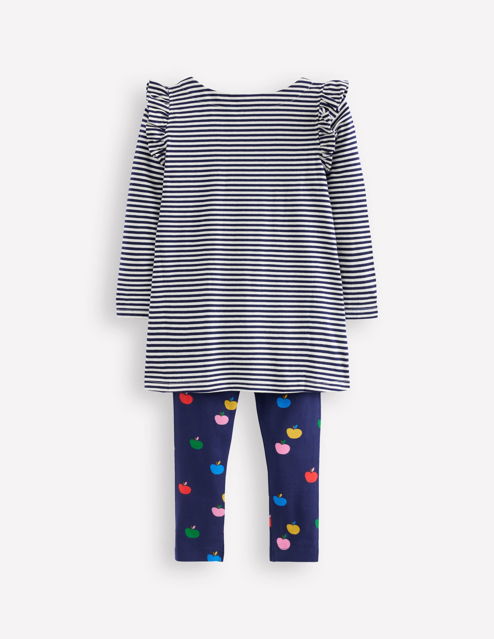 Frill Tunic Leggings Set-College Navy/ Ivory Apples - Image 2