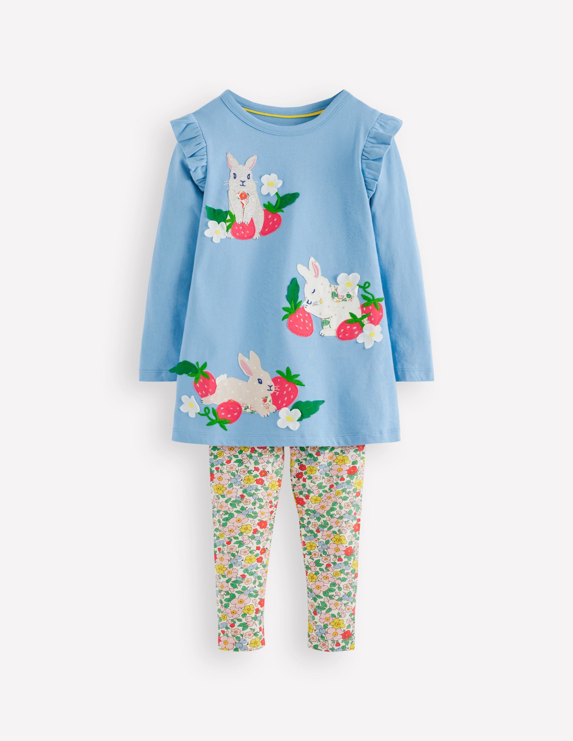Ensemble tunique et legging à appliqué-Lapins bleu glacier - Image 1
