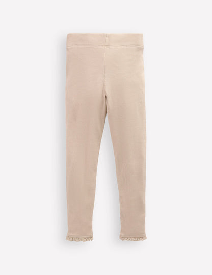 Gerippte Leggings-Beige Meliert