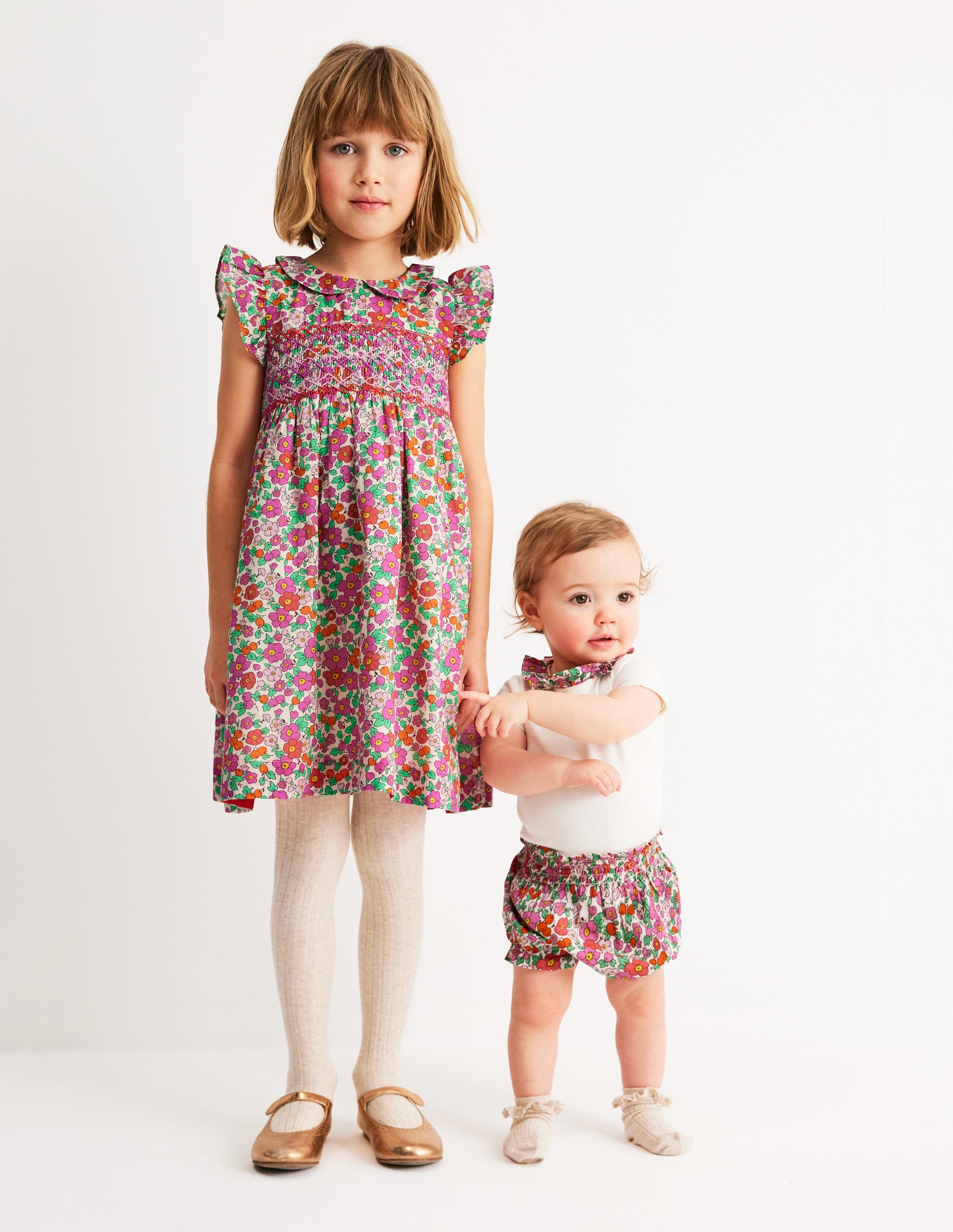 Robe Adeline à smocks-Fleur de pommier rose - Image 5
