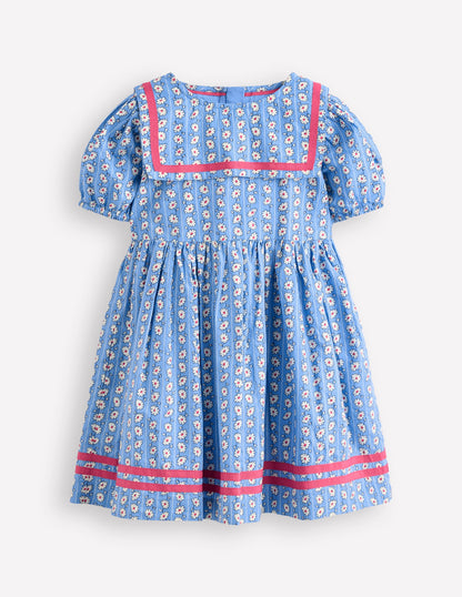 Robe nautique traditionnelle-Rayé pâquerette bleu arctique