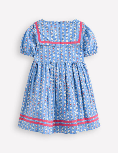 Robe nautique traditionnelle-Rayé pâquerette bleu arctique